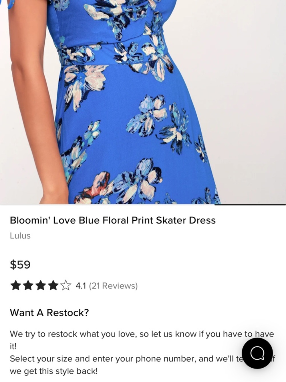 Lulus Women’s Bloomin' Love Blue Floral Pattern Skater Dress Size M - Picture 4 of 12